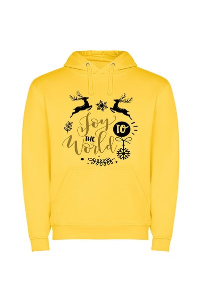 iLovePrints Joyous Christmas Greetings Φούτερ με κουκούλα σε χρώμα Κίτρινο
