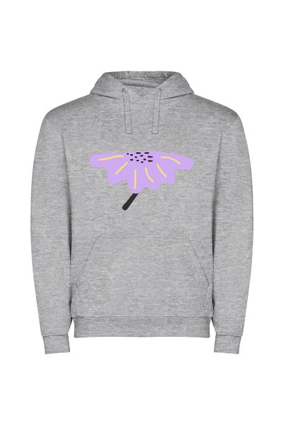 iLovePrints Dotted Violet Blossom Φούτερ με κουκούλα σε χρώμα Γκρι