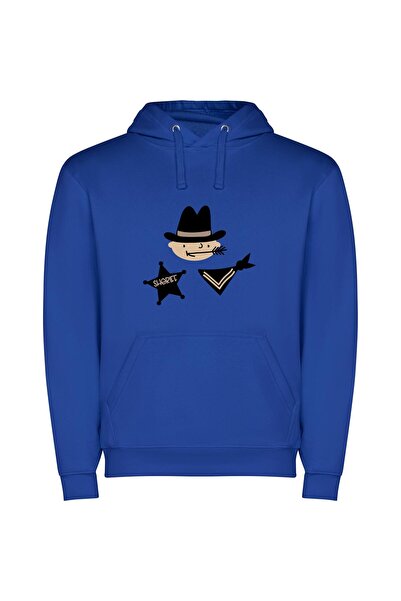 iLovePrints Western Noir's Hat Scout Φούτερ με κουκούλα σε χρώμα Μπλε