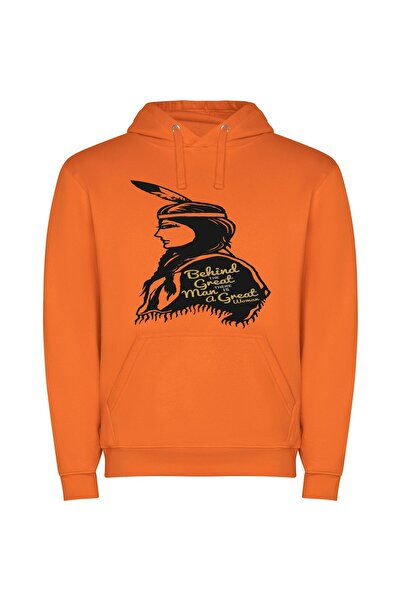 iLovePrints Native Visions Unveiled Φούτερ με κουκούλα σε χρώμα Πορτοκαλί