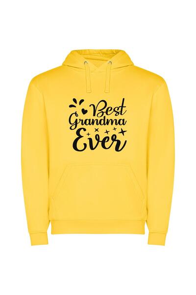 iLovePrints Grandma - The Ultimate Best Φούτερ με κουκούλα σε χρώμα Κίτρινο