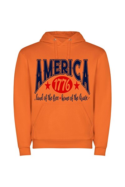 iLovePrints 776 Colors of Americana Φούτερ με κουκούλα σε χρώμα Πορτοκαλί