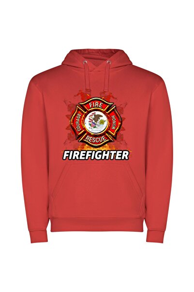iLovePrints Fierce Chicago Fire Emblem Φούτερ με κουκούλα σε χρώμα Κόκκινο