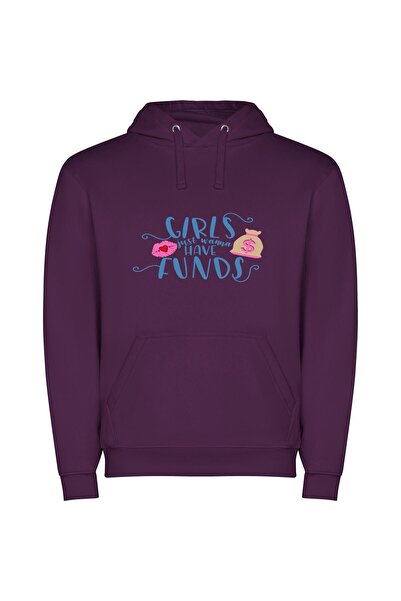iLovePrints Money & Girls: Fun & Fancy Φούτερ με κουκούλα σε χρώμα Μωβ