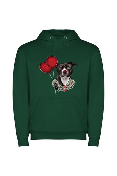 iLovePrints Clown Canine: A Striking Portrait Φούτερ με κουκούλα σε χρώμα Πρά...