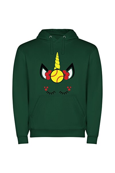 iLovePrints Horned Baseball Hero Φούτερ με κουκούλα σε χρώμα Πράσινο