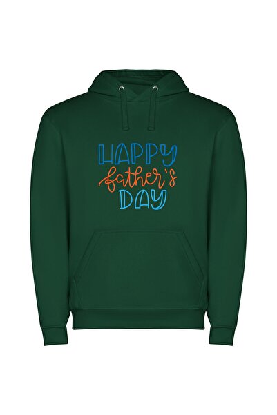 iLovePrints Beloved Dad, Happy Day Φούτερ με κουκούλα σε χρώμα Πράσινο