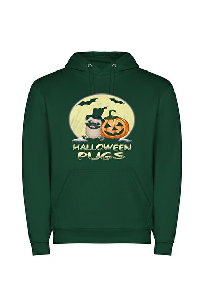 iLovePrints Pug-o'-Lantern: Spooky Style Φούτερ με κουκούλα σε χρώμα Πράσινο