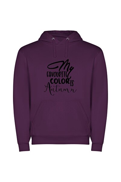 iLovePrints Autumn's Colorful Monochrome Journey Φούτερ με κουκούλα σε χρώμα Μωβ