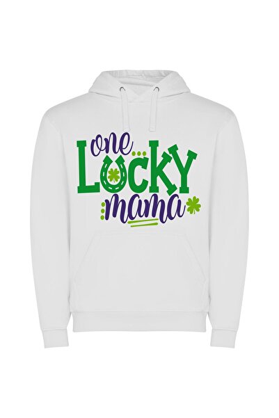 iLovePrints Lucky Mama's Vibrant Oasis Φούτερ με κουκούλα σε χρώμα Λευκό