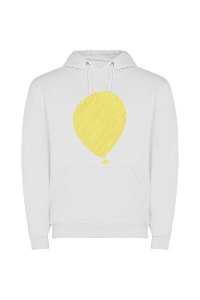 iLovePrints Gilded Yellow Balloon Beauty Φούτερ με κουκούλα σε χρώμα Λευκό