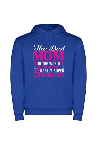 iLovePrints Savvy Kids, Wise Mom Φούτερ με κουκούλα σε χρώμα Μπλε