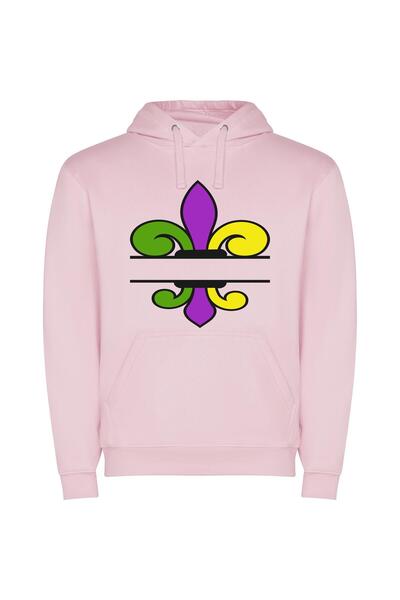 iLovePrints Colorful Fleur de Lis Φούτερ με κουκούλα σε χρώμα Ροζ