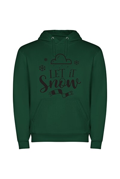 iLovePrints Snowfall Serenity Φούτερ με κουκούλα σε χρώμα Πράσινο