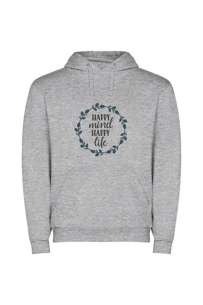 iLovePrints Blissful Circle of Happiness Φούτερ με κουκούλα σε χρώμα Γκρι