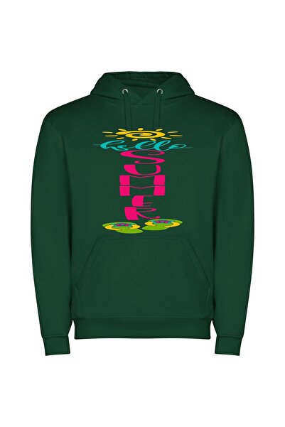 iLovePrints Vivid Serenity: Symmetrical Neon Φούτερ με κουκούλα σε χρώμα Πράσινο