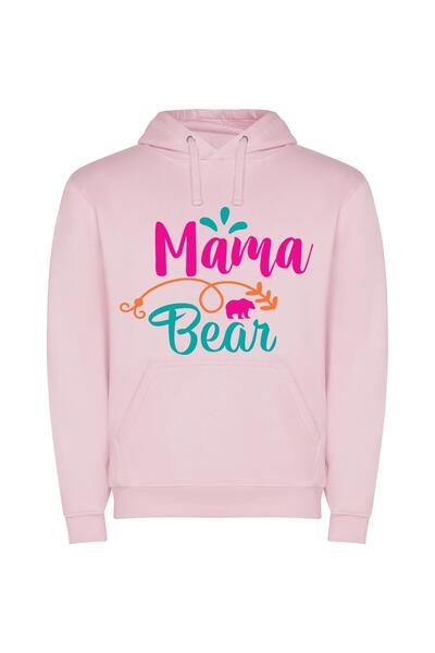 iLovePrints Maternal Marvel: Mama Bear Φούτερ με κουκούλα σε χρώμα Ροζ