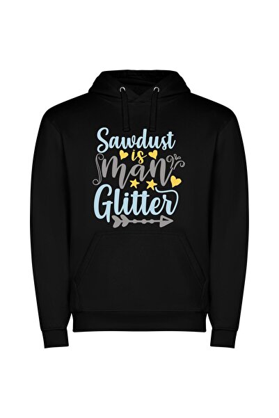 iLovePrints Glamourized Sawdust Sparkles Φούτερ με κουκούλα σε χρώμα Μαύρο