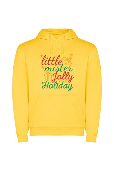 iLovePrints Merry Lil' Jolly Holiday Φούτερ με κουκούλα σε χρώμα Κίτρινο