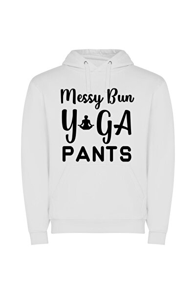 iLovePrints Chic Messy Pants Sign Φούτερ με κουκούλα σε χρώμα Λευκό