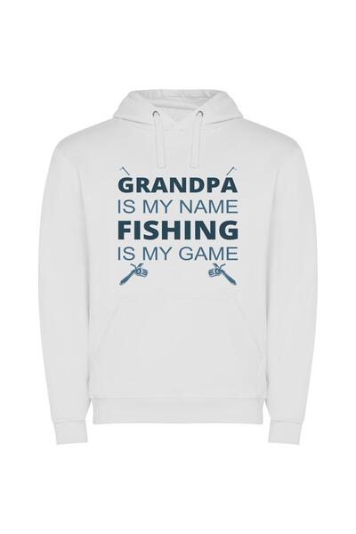 iLovePrints Glamorous Fishing Grandad Φούτερ με κουκούλα σε χρώμα Λευκό