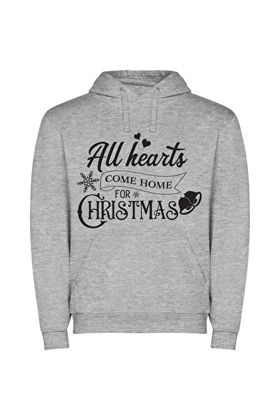 iLovePrints Heartwarming Christmas Homecoming Φούτερ με κουκούλα σε χρώμα Γκρι