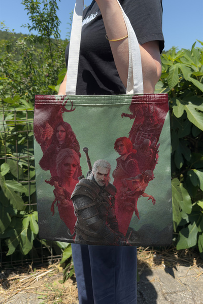 ZipZap حقيبة قماشية مطبوعة على الوجهين من The Witcher 3 V5، حقيبة كمبيوتر للأ...