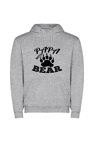 iLovePrints Apparition of Pállik: Bear Φούτερ με κουκούλα σε χρώμα Γκρι