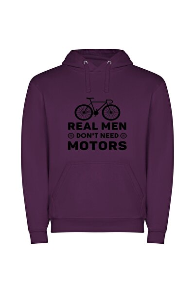 iLovePrints Bicycle: Real Men Ride Φούτερ με κουκούλα σε χρώμα Μωβ