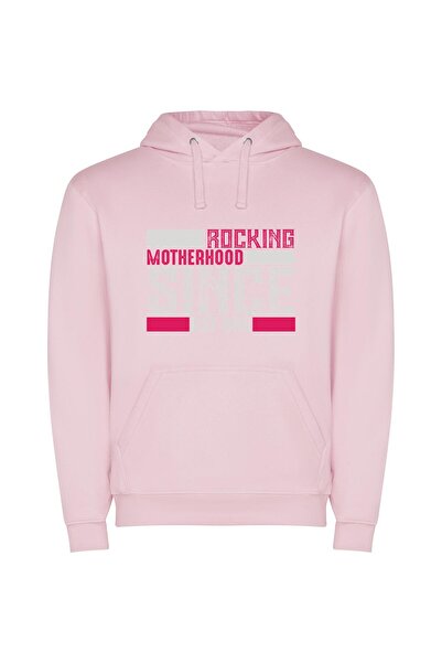 iLovePrints Maternal Rock Star Mama Φούτερ με κουκούλα σε χρώμα Ροζ