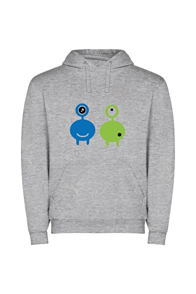 iLovePrints Colorful Creature Collab Φούτερ με κουκούλα σε χρώμα Γκρι