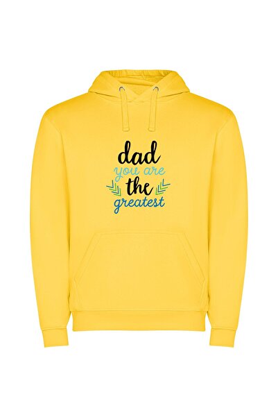 iLovePrints Daddy, My Gracious Hero Φούτερ με κουκούλα σε χρώμα Κίτρινο