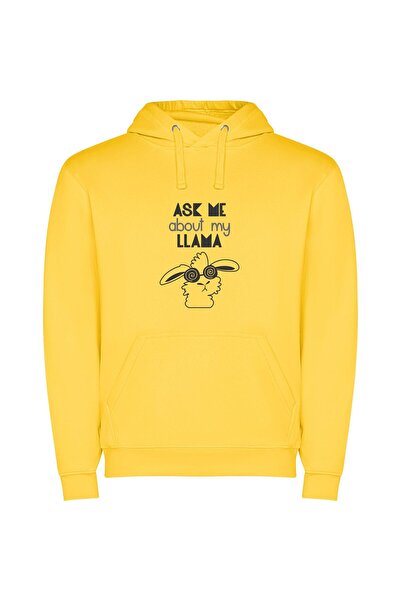 iLovePrints Llama Enigma: Noir Edition Φούτερ με κουκούλα σε χρώμα Κίτρινο