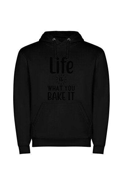 iLovePrints Baking Life's Artful Canvas Φούτερ με κουκούλα σε χρώμα Μαύρο