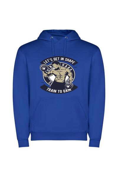 iLovePrints Muscle Maestro: Train to Gain! Φούτερ με κουκούλα σε χρώμα Μπλε