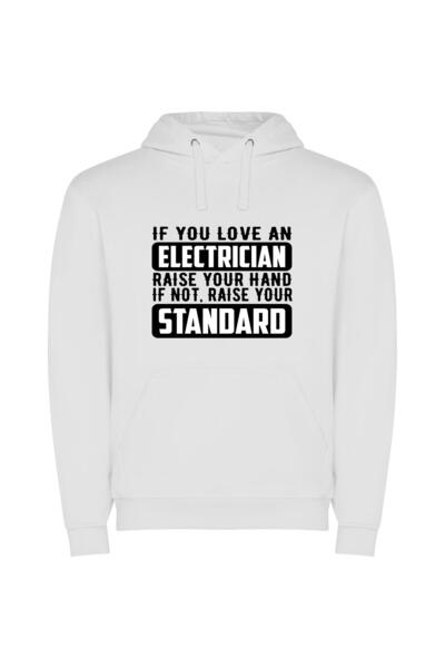 iLovePrints Sparkling Electrical Masterpieces Φούτερ με κουκούλα σε χρώμα Λευκό