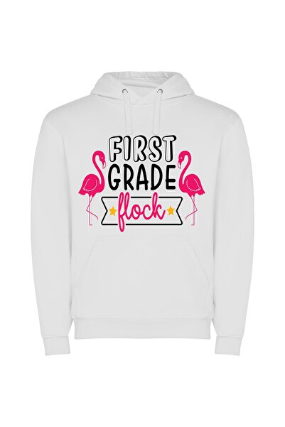 iLovePrints Flamingo Flock Champion Φούτερ με κουκούλα σε χρώμα Λευκό
