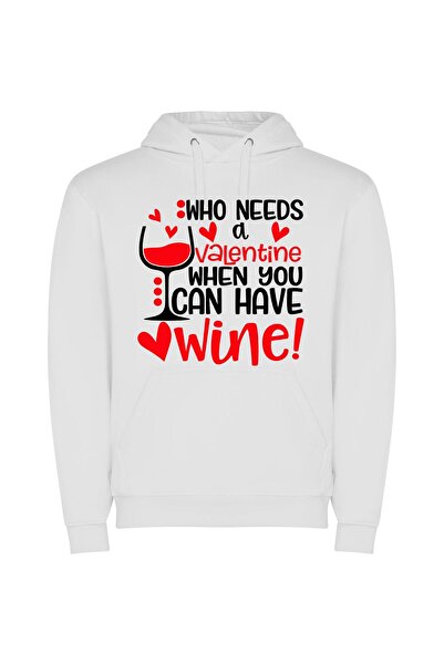 iLovePrints Wine: Valentine's Delight! Φούτερ με κουκούλα σε χρώμα Λευκό