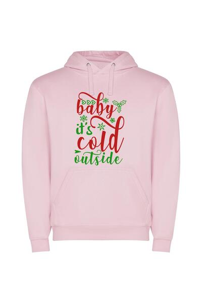 iLovePrints Winter Charm Extravaganza Φούτερ με κουκούλα σε χρώμα Ροζ