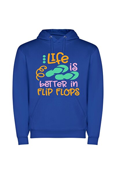 iLovePrints LiFe FlOPs FiestA Φούτερ με κουκούλα σε χρώμα Μπλε
