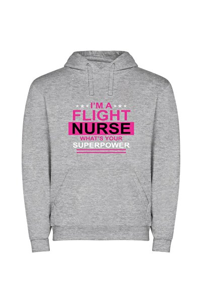 iLovePrints Hero Nurse Flight February Φούτερ με κουκούλα σε χρώμα Γκρι