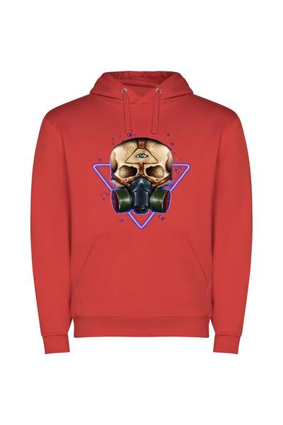 iLovePrints Demonic Gasmask: Cyberpunk Visions Φούτερ με κουκούλα σε χρώμα Κό...