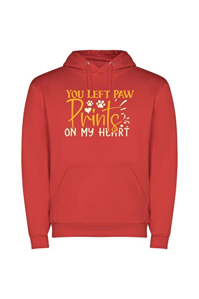 iLovePrints Premium Paw Print Collection Φούτερ με κουκούλα σε χρώμα Κόκκινο