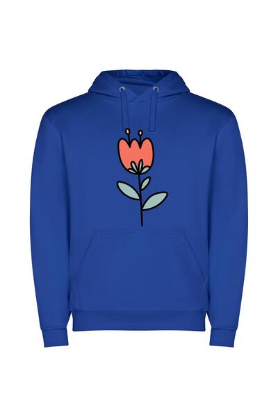 iLovePrints Serene Floral Harmony Φούτερ με κουκούλα σε χρώμα Μπλε