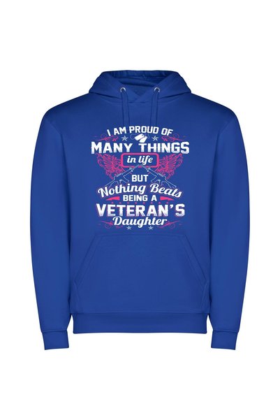 iLovePrints Veterans Emblem: Delicate Elegance Φούτερ με κουκούλα σε χρώμα Μπλε