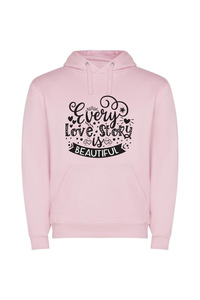 iLovePrints Beautiful Love Story Quotes Φούτερ με κουκούλα σε χρώμα Ροζ