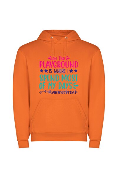 iLovePrints Summertime Playground Bliss Φούτερ με κουκούλα σε χρώμα Πορτοκαλί