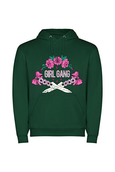 iLovePrints Blooming Noir Shears Φούτερ με κουκούλα σε χρώμα Πράσινο