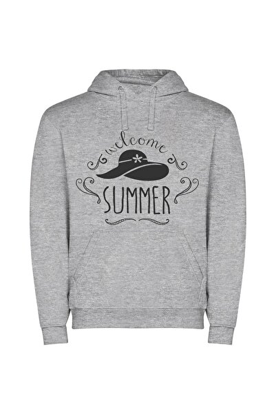 iLovePrints Summer's Monochromatic Greeting Φούτερ με κουκούλα σε χρώμα Γκρι