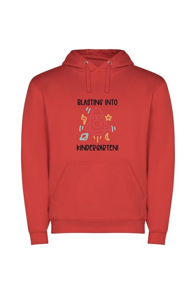 iLovePrints Cosmic Kindergarten Adventure Φούτερ με κουκούλα σε χρώμα Κόκκινο